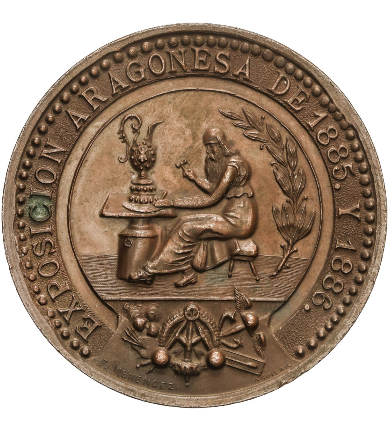 ALFONSO XII.&nbsp;Medalla Exposición Aragonesa de 1885 y 1886.&nbsp;REAL SOCIEDAD ECONÓMICA ARAGONESA. ZARAGOZA