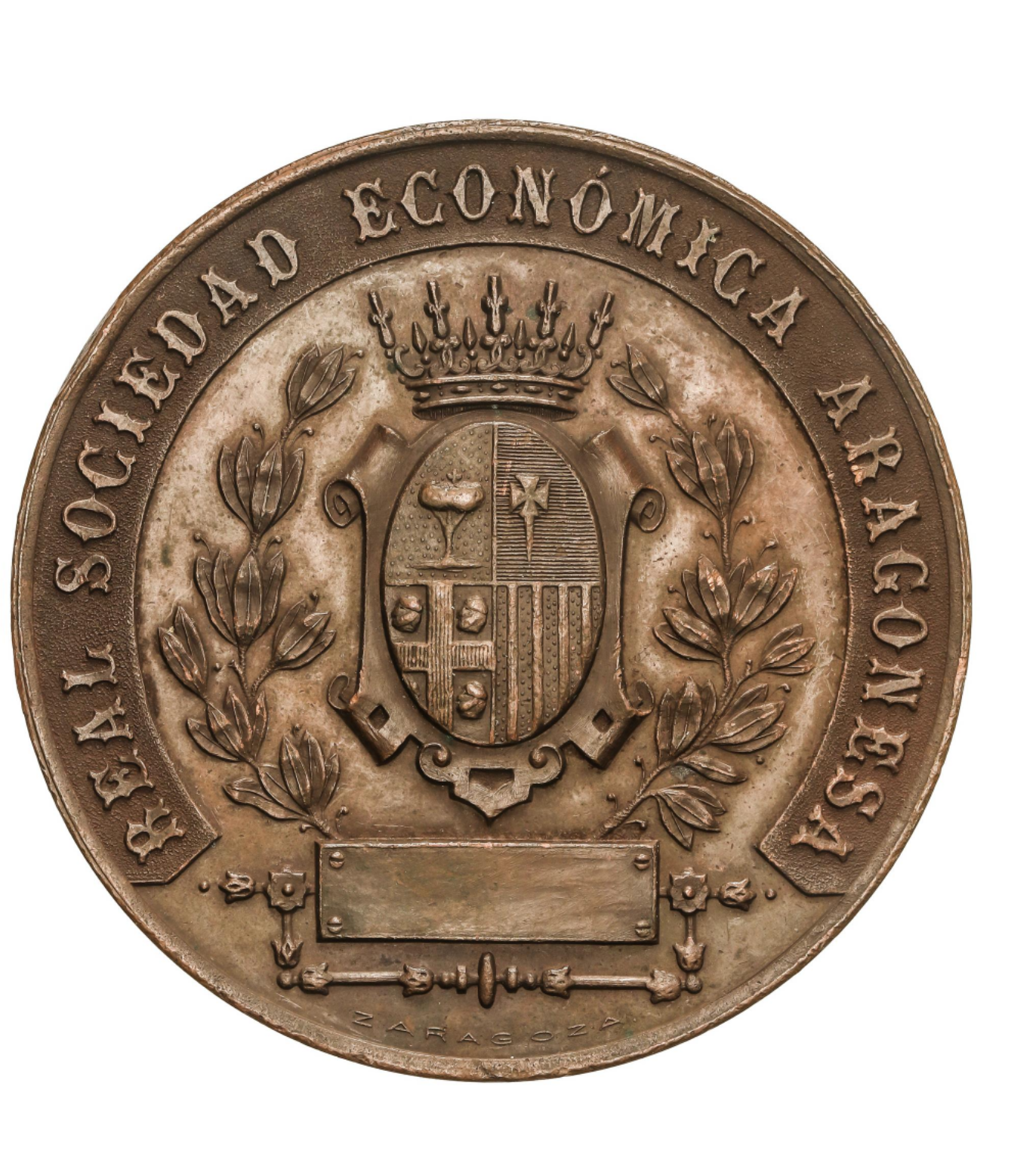 ALFONSO XII.&nbsp;Medalla Exposición Aragonesa de 1885 y 1886.&nbsp;REAL SOCIEDAD ECONÓMICA ARAGONESA. ZARAGOZA
