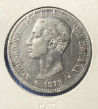 ALFONSO XII. 5 pesetas. 1875 DE M. BC+