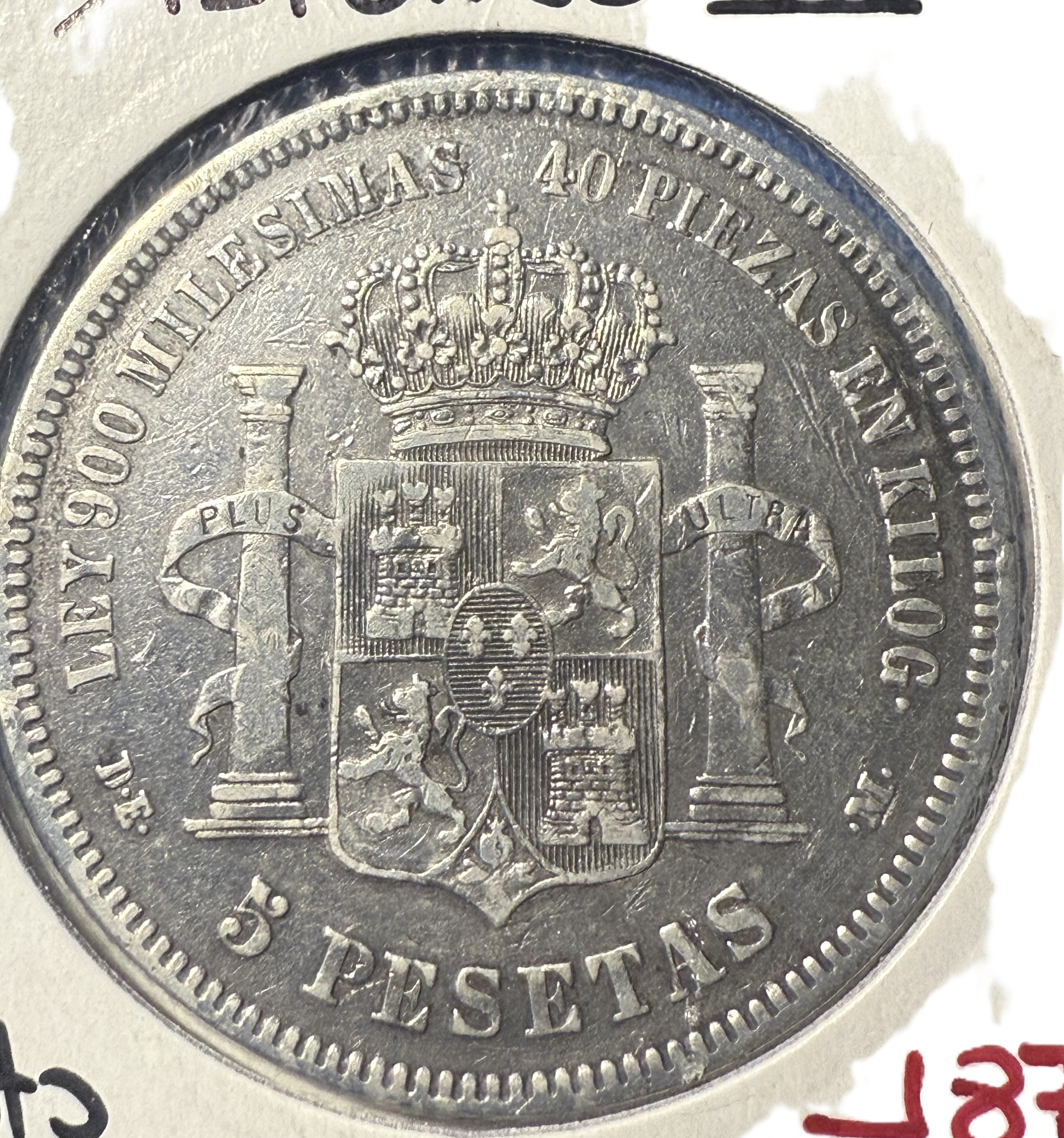 ALFONSO XII. 5 pesetas. 1875 DE M. BC+