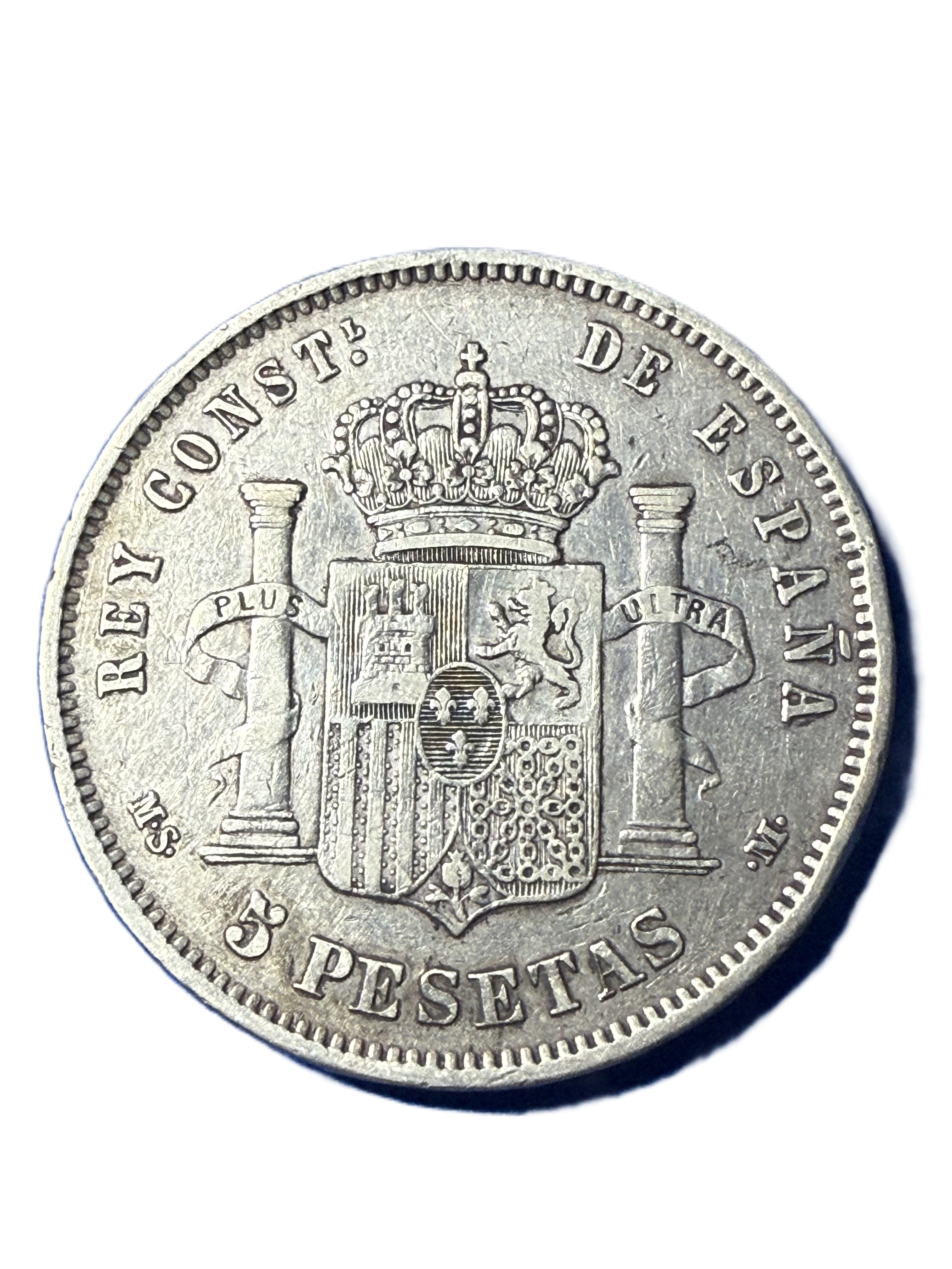 ALFONSO XII. 5 PESETAS. MS M 1882 (*18-81). VARIANTE ESCASA