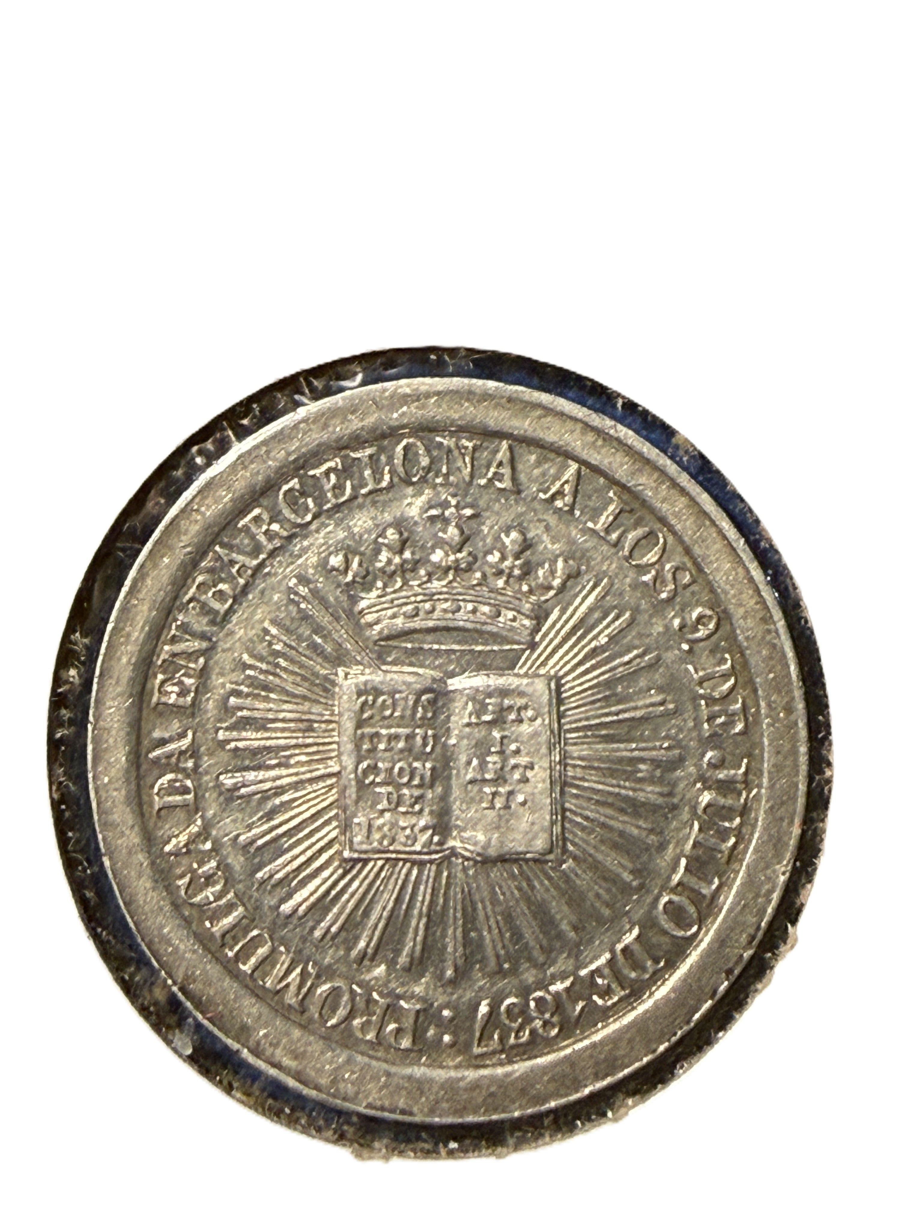 Medalla plata 1837 ISABEL II Promulgación de la Constitución en Barcelona. Escasa