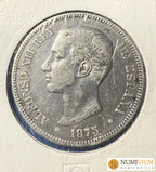 ALFONSO XII. 5 pesetas. 1875 DE M. BC+