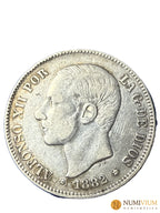 ALFONSO XII. 5 PESETAS. MS M 1882 (*18-81). VARIANTE ESCASA
