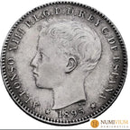 Alfonso XIII (1886-1931). Puerto Rico. 20 centavos. 1895. Escasa así. Encapsulada AU58 (EBC+) Moneda histórica