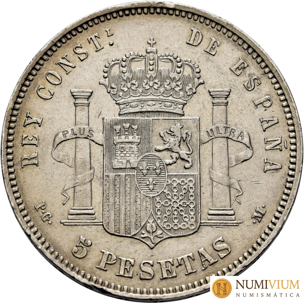 ALFONSO XIII. 5 pesetas. 1891*x8-91. PGM.