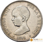 ALFONSO XIII. 5 pesetas. 1891*x8-91. PGM.