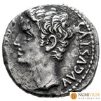 Augusto. Denario. 19 a.C. Colonia Patricia (Córdoba). RIC 86b. MBC Denario