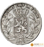 Bélgica. 1875. Leopoldo II. 5 francos. Plata. MBC