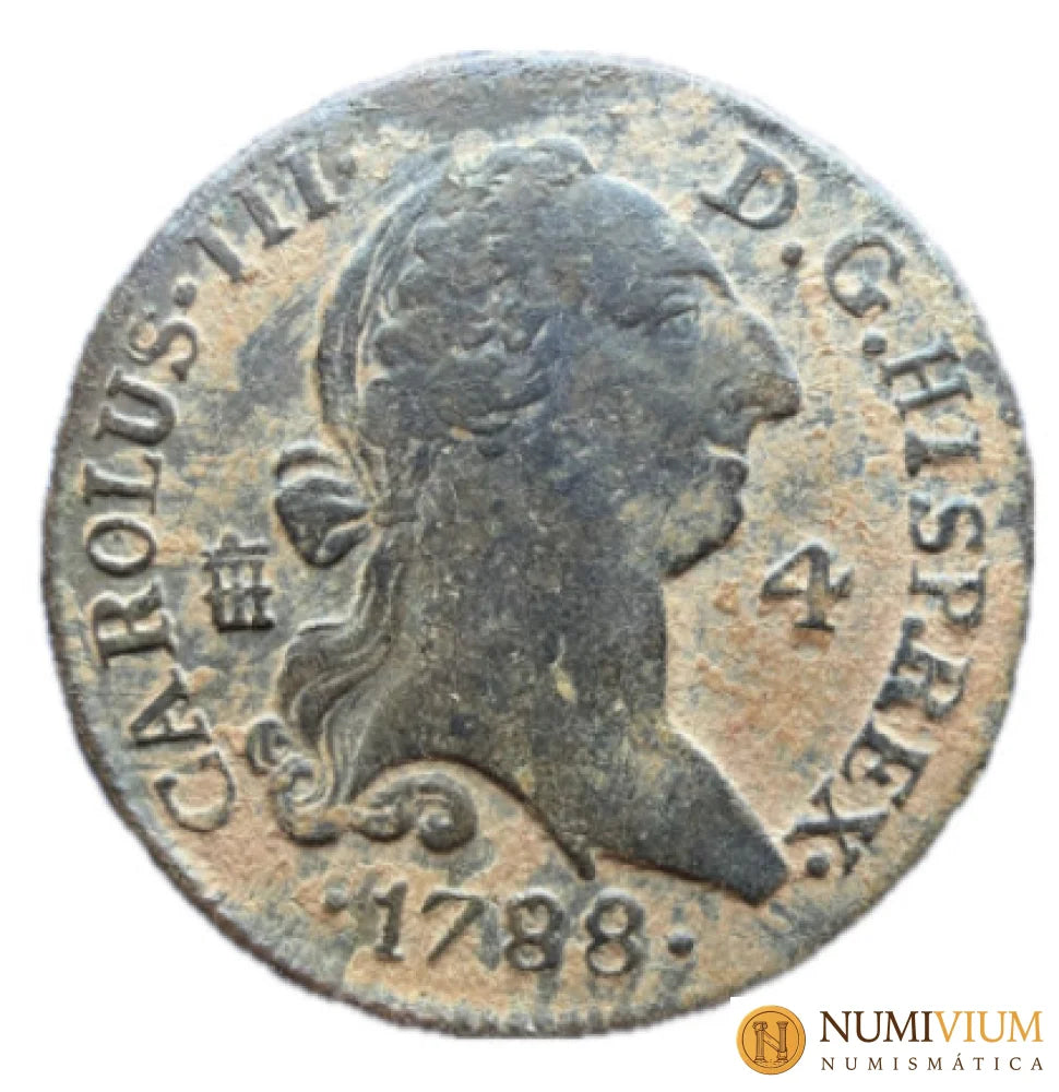 Carlos III (1759-1788). 4 maravedís. 1788. Segovia. - 4 Maravedís