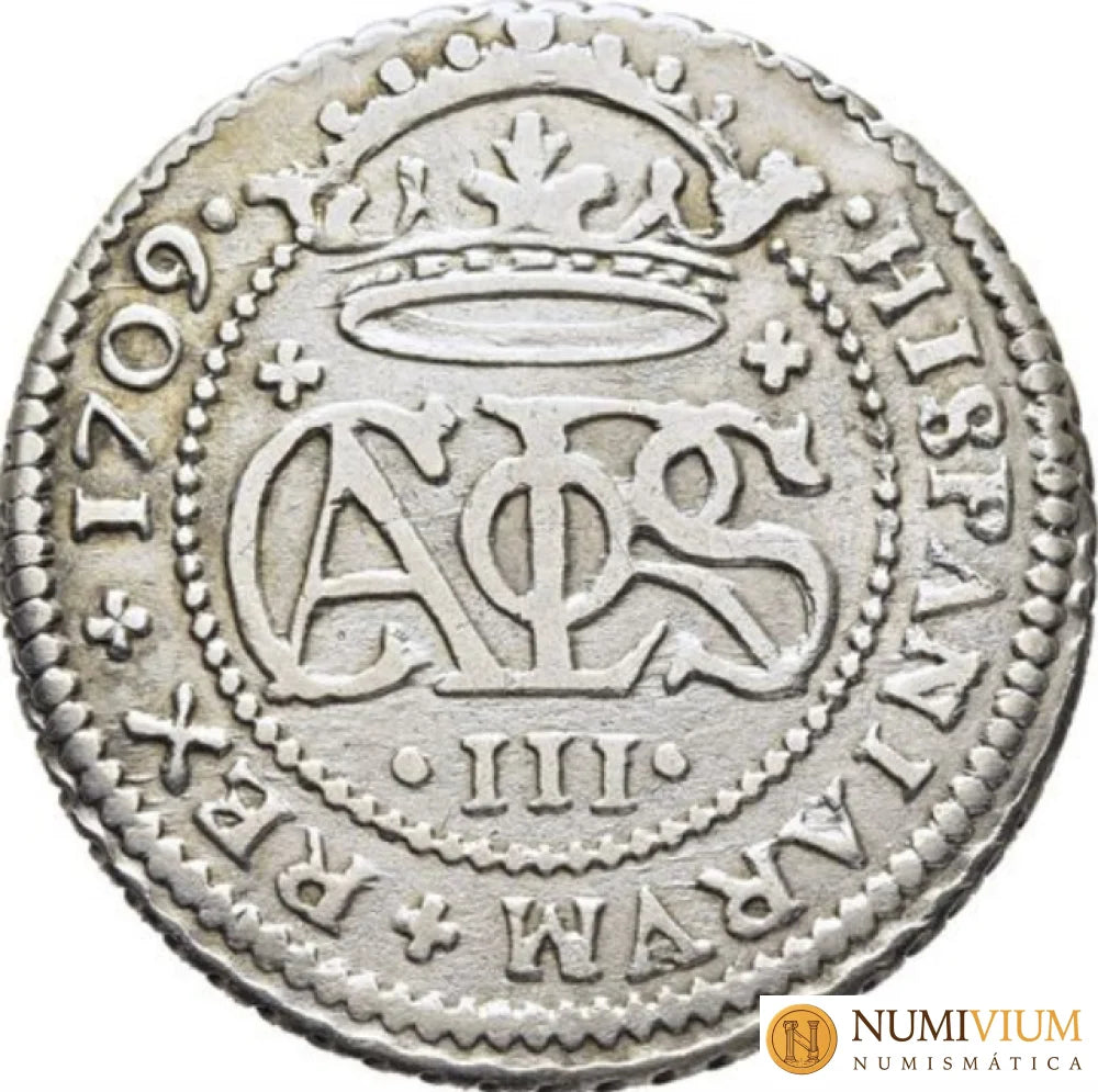 CARLOS III Archiduque. Barcelona. 2 reales. 1709. EBC-/MBC+. Buen ejemplar 2 Reales