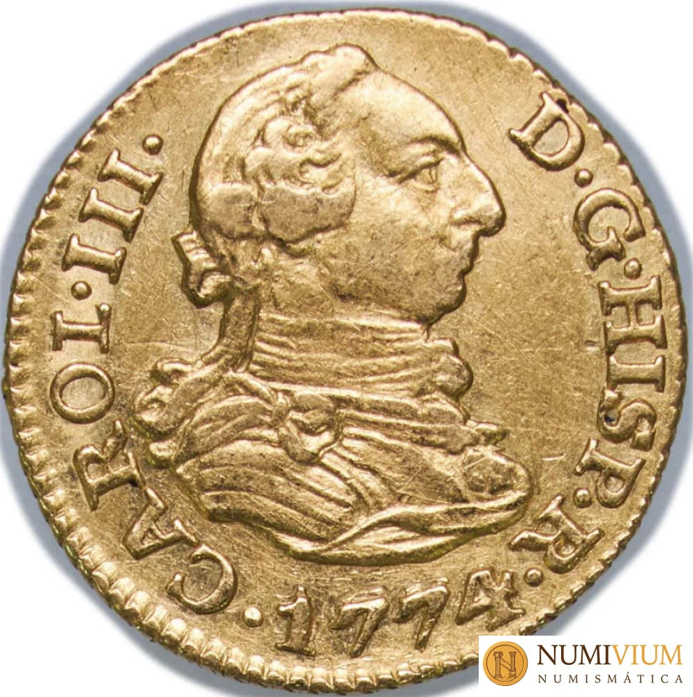CARLOS III. Medio Escudo. 1774 Madrid M PJ. Casi Sin Circular Oro