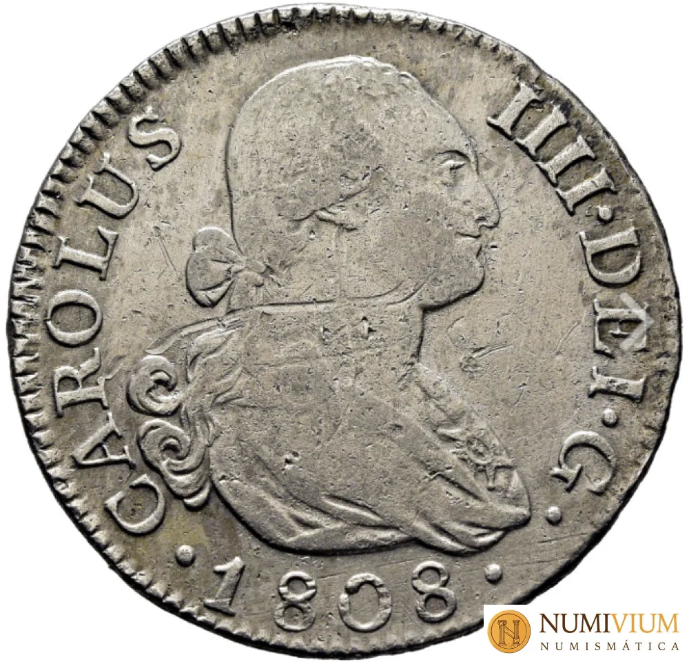 CARLOS IV. Madrid. 2 reales. 1808. AI. MBC/MBC+
