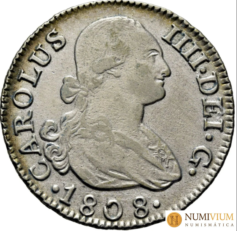 CARLOS IV. Madrid. 2 reales. 1808. IG. EBC+. Atractivo ejemplar