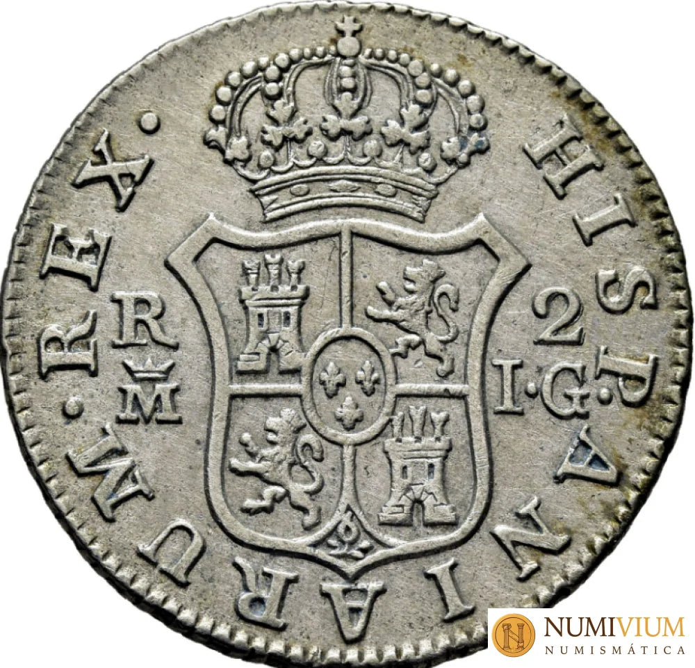 CARLOS IV. Madrid. 2 reales. 1808. IG. EBC+. Atractivo ejemplar