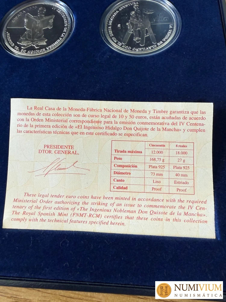 Colección Plat Proof - IV Centenario de la publicación de El Quijote. FNMT 2005. Escasa