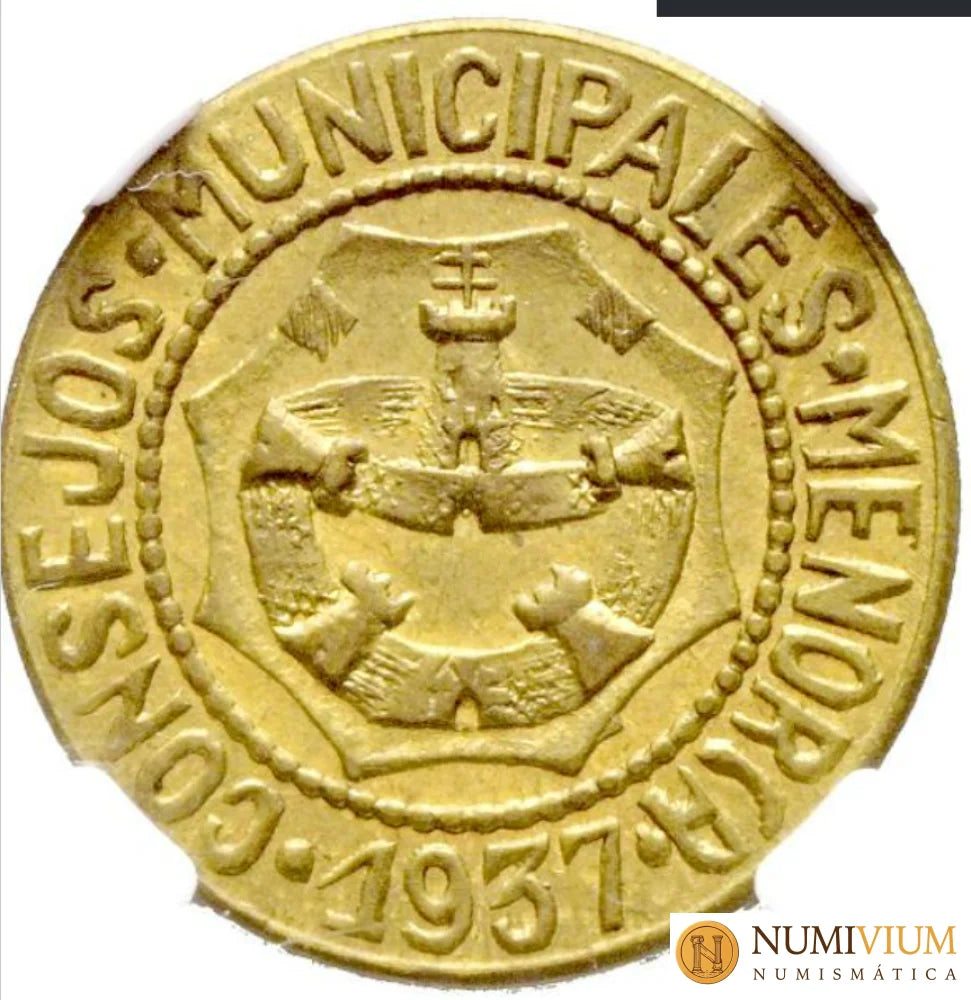 Consejo Municipal de Menorca (Baleares). 2,5 Pesetas. 1937. MS-63 Emisiones Locales