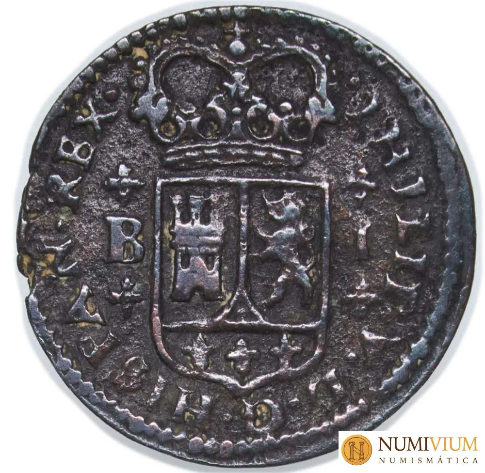 FELIPE V. 1 Maravedí. La Seca (Barcelona). 1718 B.