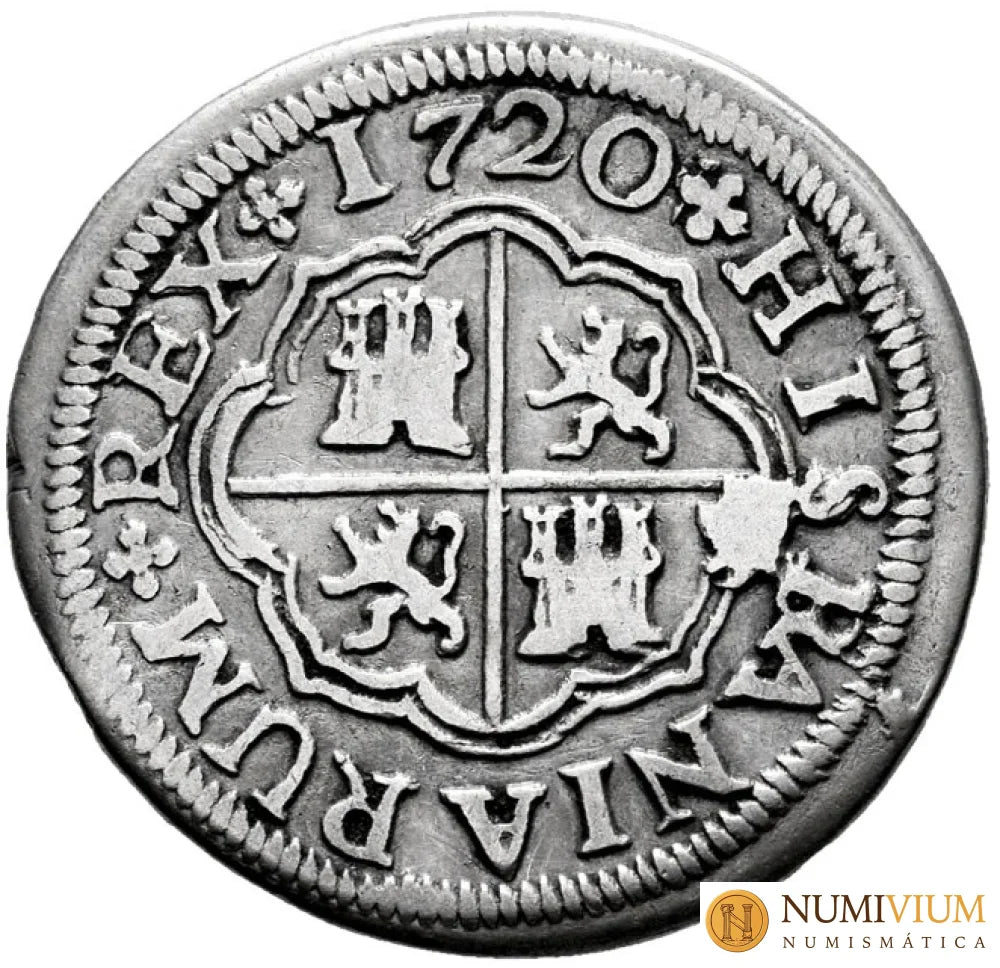 Felipe V (1700-1746). 1 real. 1720. Sevilla. J. Fecha Rarísima. MBC+/MBC 1 Real