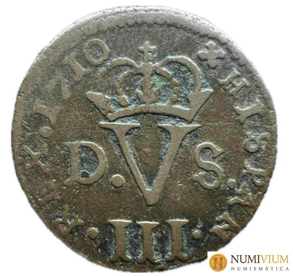 Felipe V (1700-1746). Treseta (de diner). 1710. Valencia. Treseta