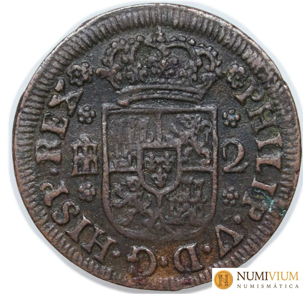 FELIPE V. 2 maravedís. Segovia. 1744