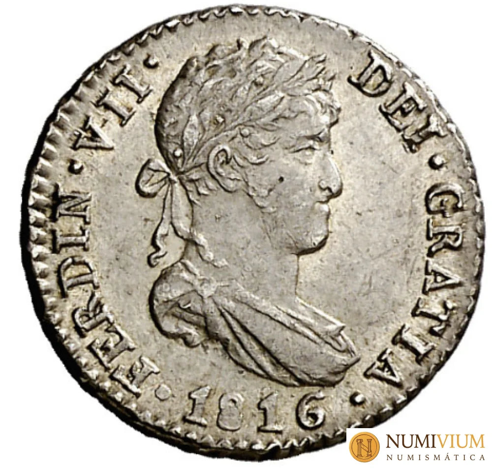 FERNANDO VII. 1/2 real. 1816. Madrid. Muy bella. Rara en este estado. EBC+