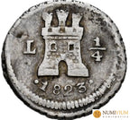 Fernando VII (1808-1833). 1/4 real. 1823. Lima. Escasa. MBC 1/4 real