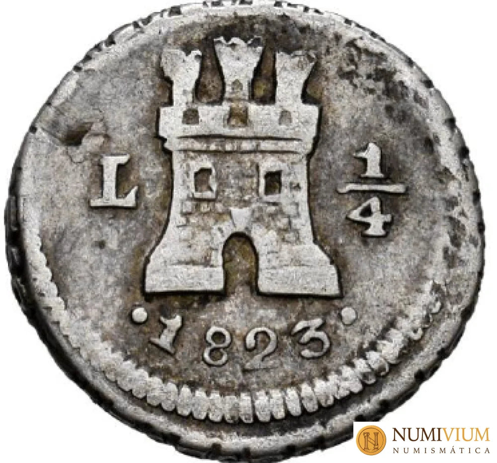 Fernando VII (1808-1833). 1/4 real. 1823. Lima. Escasa. MBC 1/4 real