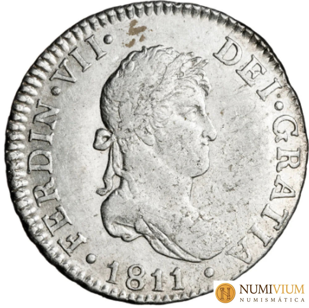FERNANDO VII. 2 reales. 1811. Cádiz. Marca de ceca grande. MBC