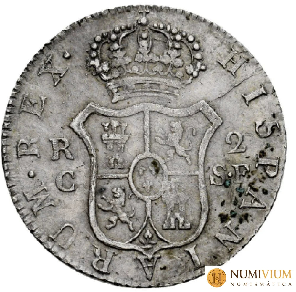 FERNANDO VII. 2 reales. 1812. Cataluña SF (acuñada en Mallorca). MBC+/MBC