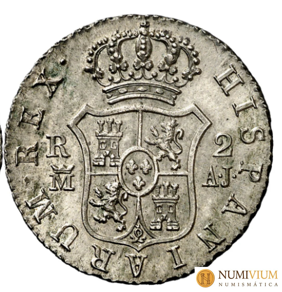 FERNANDO VII. 2 reales. 1826. Madrid. Muy bella brillo original. S/C-