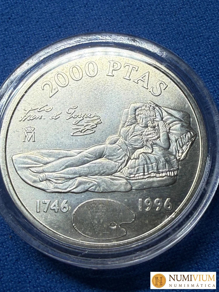 FNMT 1996. Maja vestida de Goya. Moneda 2.000 pesetas plata proof