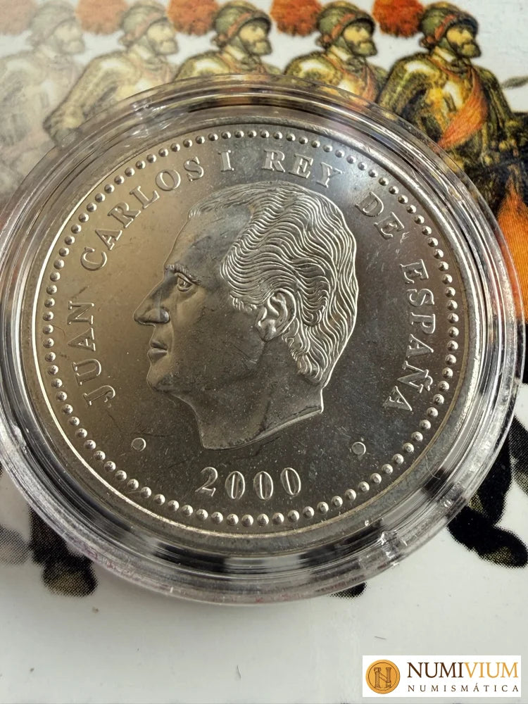 FNMT. 2000. V Centenario de Carlos V. 2.000 pesetas en plata. Carterita original