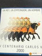 FNMT. 2000. V Centenario de Carlos V. 2.000 pesetas en plata. Carterita original