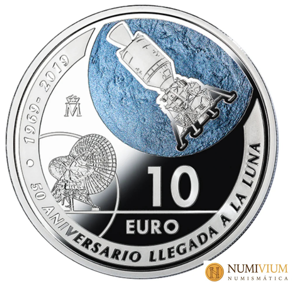 FNMT 2019. 50 ANIVERSARIO LLEGADA A LA LUNA (2019) 8 REALES. 10€ Plata proof