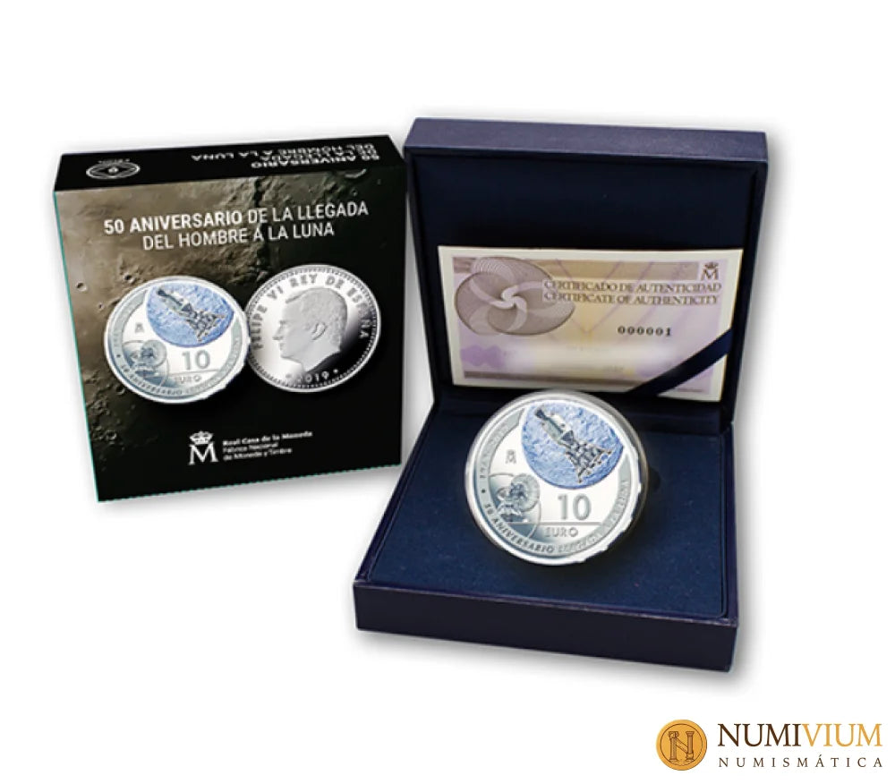 FNMT 2019. 50 ANIVERSARIO LLEGADA A LA LUNA (2019) 8 REALES. 10€ Plata proof