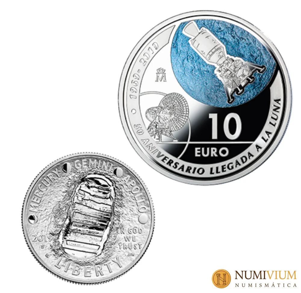 FNMT 2019. COLECCIÓN EEUU-ESPAÑA 50 ANIVERSARIO LLEGADA A LA LUNA. Plata