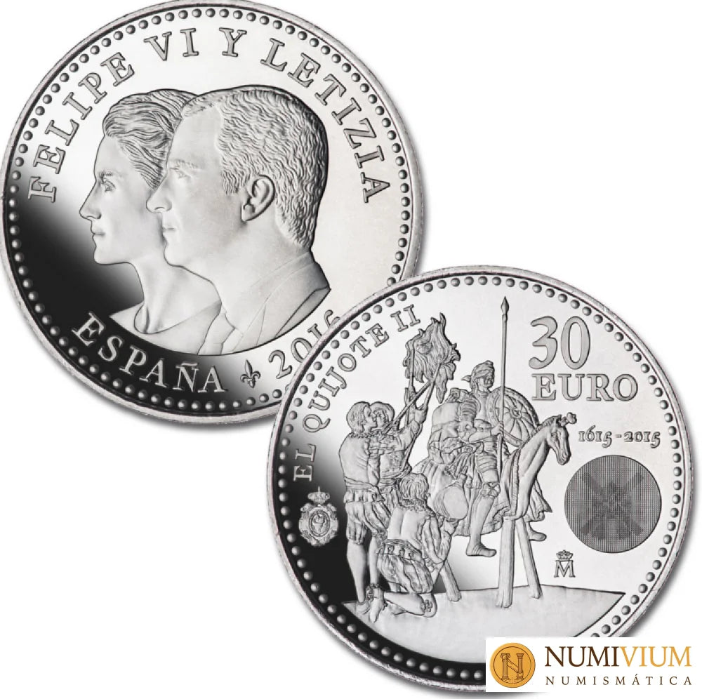 FNMT. 30 €. 2015. IV centenario de la publicación de la «Segunda parte del ingenioso caballero Don Quijote de la