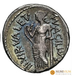 GENS ACILIA Man. Acilius Glabrio. Denario. 55 a.C. Roma.