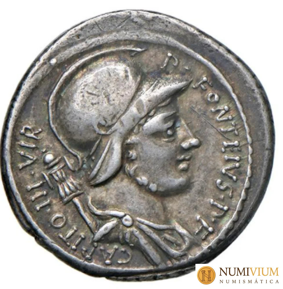 GENS FONTEIA P. Fonteius P. f. Capito. (55 aC) Denario. EBC/EBC+ dracma