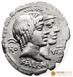 GENS FUFIA. Q. Fufius Calenus y Mucius Cordus 68 a.C. Denario de plata Denario república