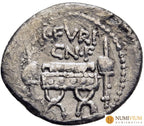 GENS FURIA: L. FURIUS CN.F. BROCCHUS. Denario (63 a.C.). Roma. Denario república