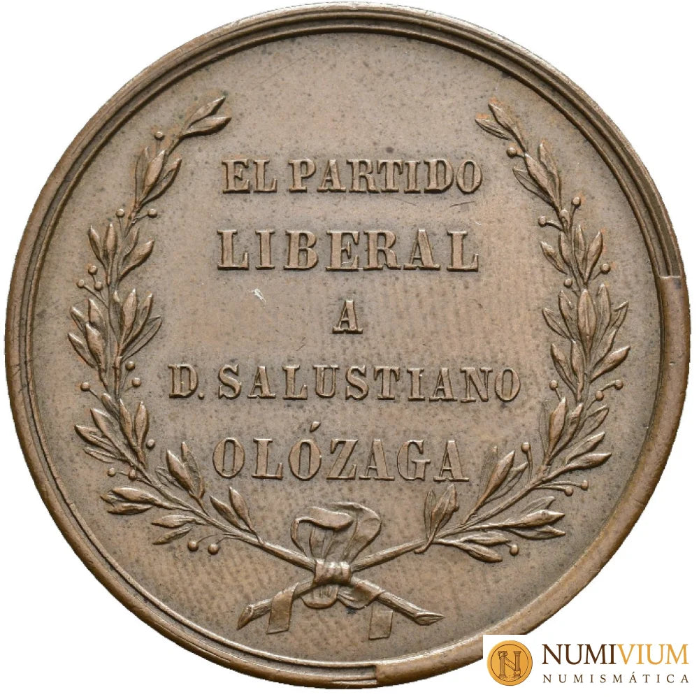 GOBIERNO PROVISIONAL. Medalla. 1868. El partido liberal a D. Salustiano Olózaga. EBC