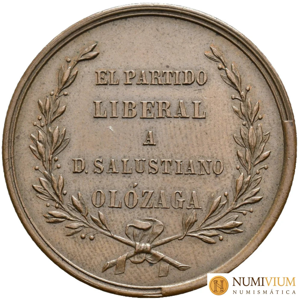 GOBIERNO PROVISIONAL. Medalla. El partido liberal a D. Salustiano Olózaga. 1868. Escasa