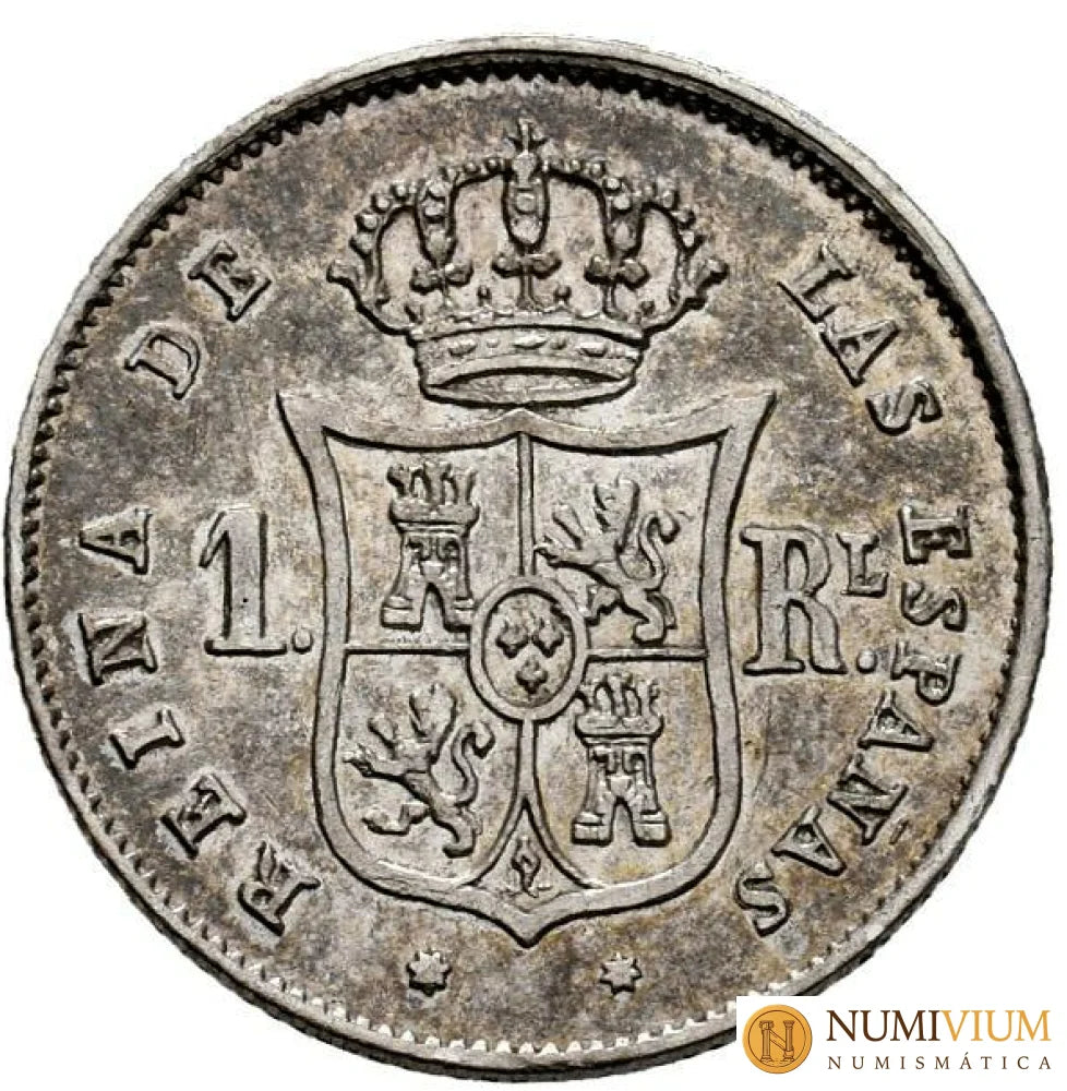 Isabel II (1833-1868). 1 real. Sevilla. 1854(Cal-323). Ligero tono. EBC-/ MBC+ Isabel II