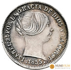 Isabel II (1833-1868). 1 real. Sobrefecha 1855/4. Sevilla. Tono y restos de brillo original. EBC-EBC