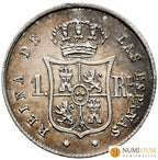 Isabel II (1833-1868). 1 real. Sobrefecha 1855/4. Sevilla. Tono y restos de brillo original. EBC-EBC