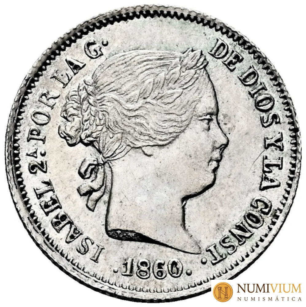 Isabel II (1833-1868). 1 real. Sobrefecha 1860/59. Barcelona. EBC