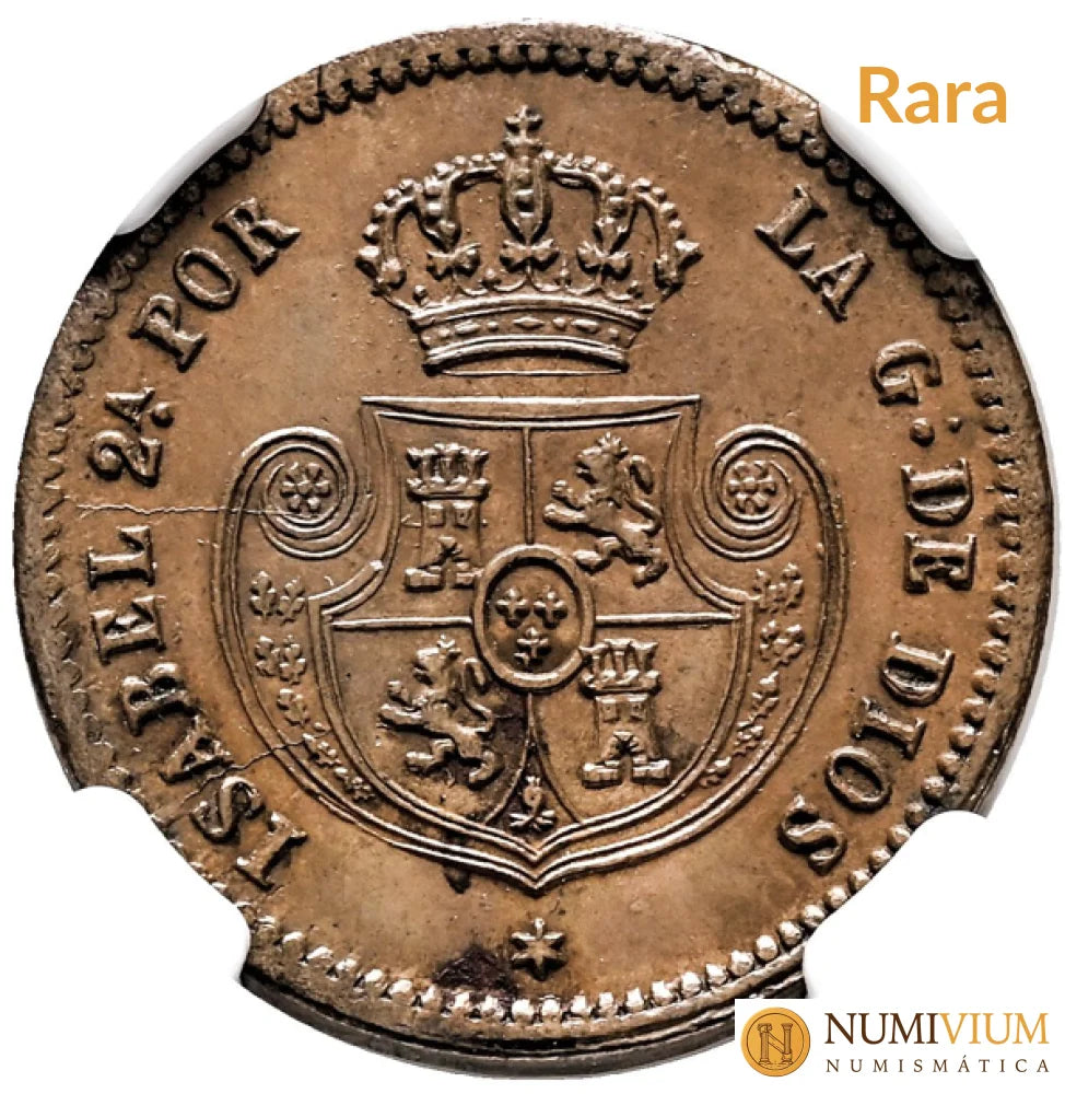 Isabel II (1833-1868). Décima de real. 1850. Segovia. Encapsulada MS 63 BN