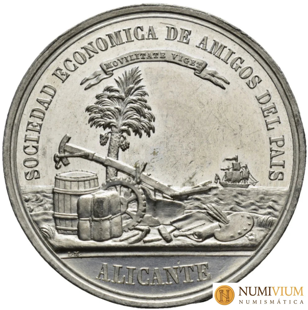 ISABEL II. Medalla. 1860. Exposición agrícola industrial y artística. Sin Circular.